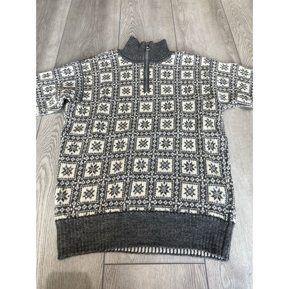 Dale of‎ Norway Fair Isle Sweater Wool 1/4 Zip Snowflake | Gray | Men's Large - Picture 3 of 16